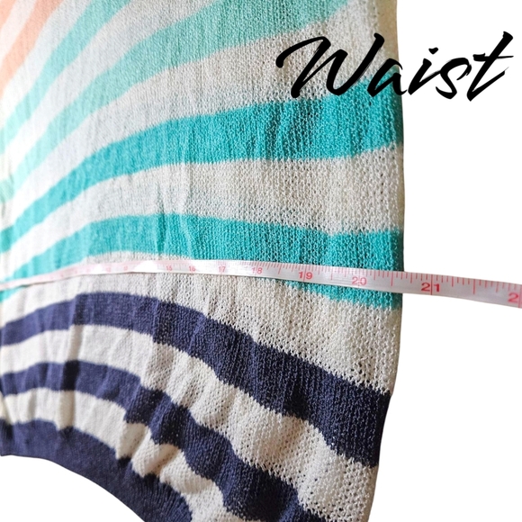 Open Knit Pastel Striped Sweater Lightweight Wmns Med Coastal Nautical Soft Girl - Picture 5 of 8